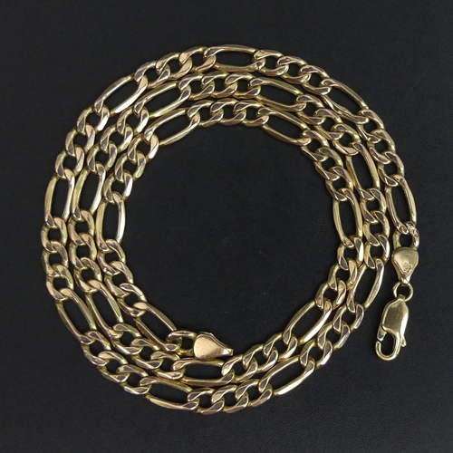 40a - 9ct gold Figaro link 46 cm chain necklace, 6.8 grams. UK Postage £12.