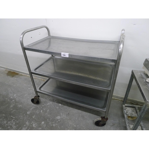 106 - 1 stainless steel three tier catering trolley