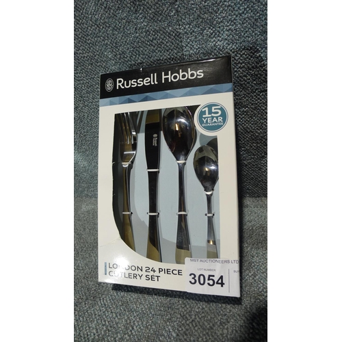 A 24 piece, boxed London cutlery set by Russell Hobbs