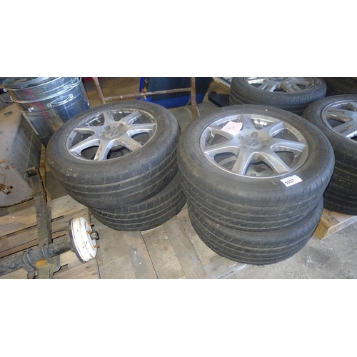 5037 - 4 Enzo alloy wheels (5 stud / 7 spoke) with 4 Prestivo 225/55 R16 tyres fitted - from a Ssanyong Tiv... 