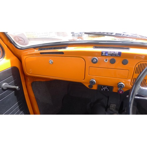 765 - VW Beetle 1300, Reg UEA 79M, 1st registered 20/08/1973, 1288cc petrol, Mileage 33820' Orange, MoT & ... 