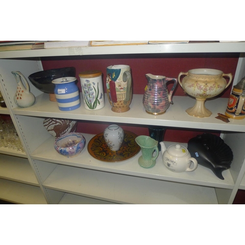 2004 - A cornishwear jar with lid, a Beswick pictorial jug and a quantity of decorative pottery and china j... 