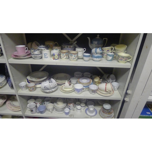 2060 - A large quantity of miscellaneous teaware and decorative chinaware etc (three shelves)