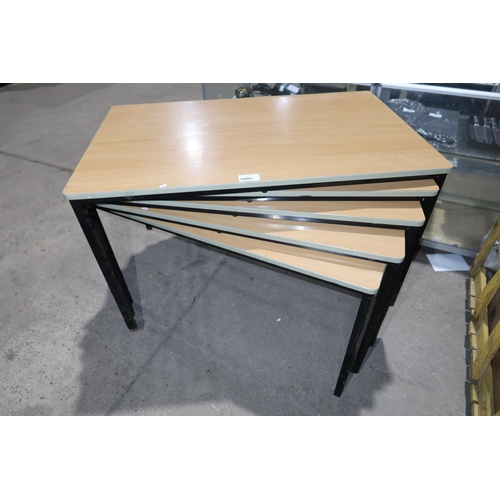 1005 - 5 x wood effect stacking tables approx 120x75cm