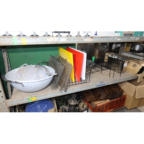 1022 - A quantity of various catering related items including colanders, chopping boards etc. Contents of o... 