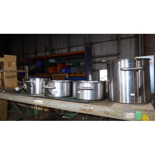1024 - 4 x stainless steel cooking pots and ladles