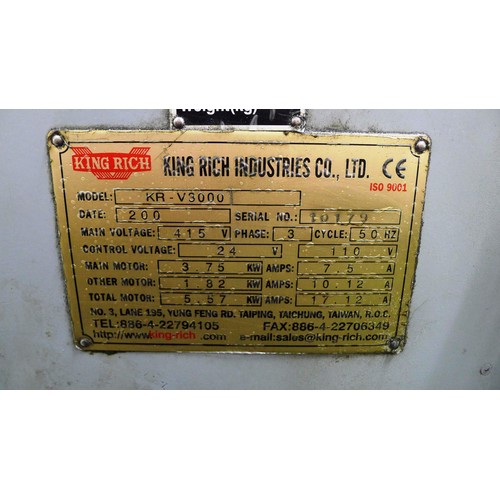 4 - 1 King Rich CNC milling machine model KR-V3000 - SM3000, serial number 10179, YOM 2005, 3ph, table s... 