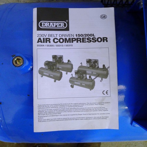 95 - 1 workshop compressor by Draper type 55304, 150L, 240v (approx 12 months old)