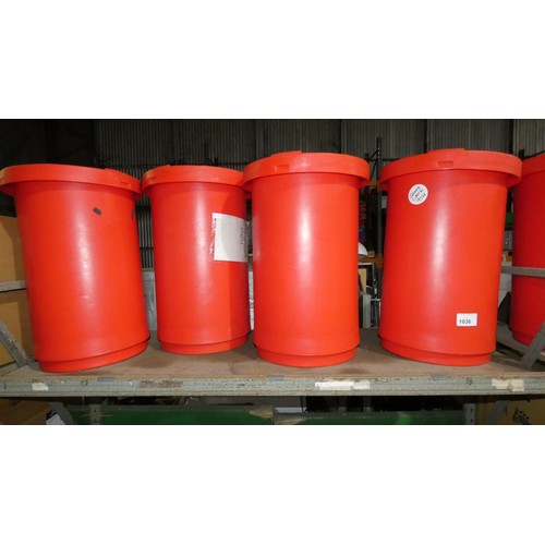 3 x large red plastic food storage bins with lids