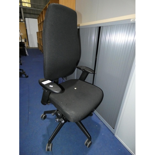 1265 - A high back black upholstered office swivel chair with lumbar support