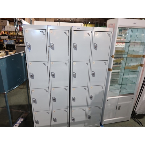 2546 - 2 x 8 door staff lockers by QMP, all with keys each unit is approx 60x30x181cm