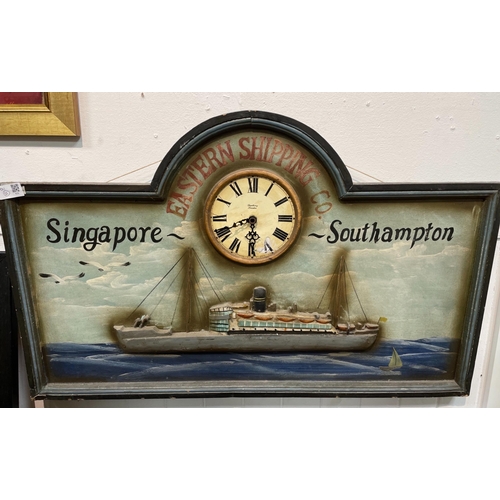 35 - EASTERN SHIPPING Co SINGAPORE -  SOUTHAMPTON old handpainted shipping wall clock sign, wall clock ha... 