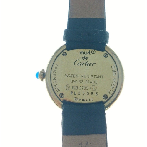 58 - FABULOUS Must de Cartier PL 25586 Vermeil gold plated ladies wrist watch - QUARTZ movement - ARGENT ... 