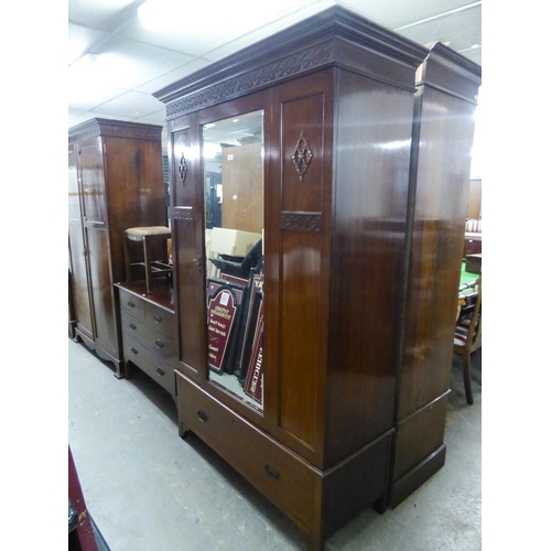 An Edwardian Mahogany Single Mirror Door Wardrobe A Matching