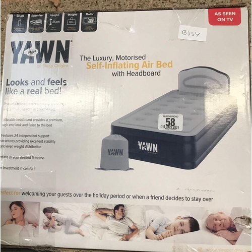 58 - YAWN SELF INFLATING SINGLE AIR BED WITH HEADBOARD