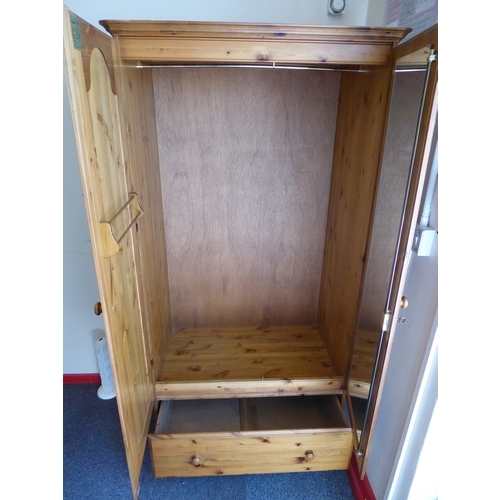 Ducal Pine Double Wardrobe Complete With Drawer And Hanging Rail