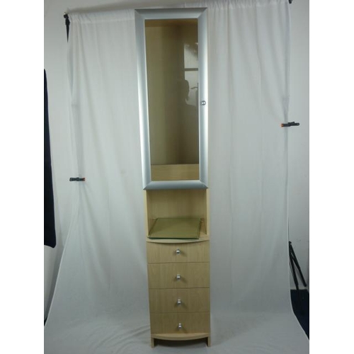 Contemporary 4 Drawer Display Cabinet With Glass Door And 2 Shelves