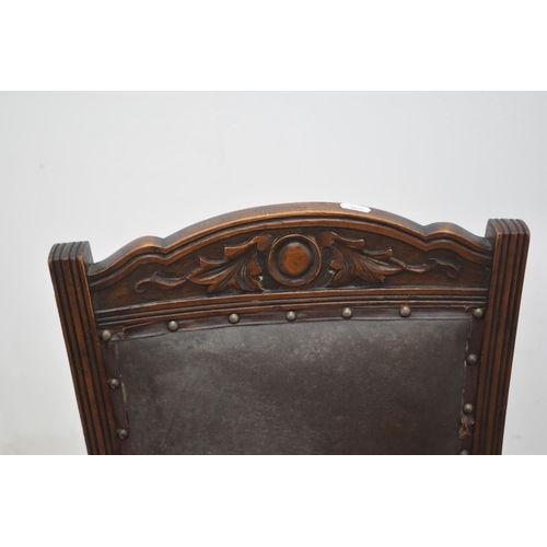 308 - Two Antique Oak Carved Chairs