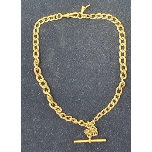 2 - Vintage Gold 9ct (375) Rose Gold Watch Chain with T Bar (Total Weight 32.5 grams)