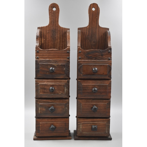 240 - Pair of Vintage Wooden Rustic Whatnot Four Drawer organizers 21