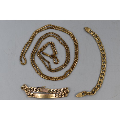 24 - Selection of Jewellery to include Gold Plated Muff Chain, Bracelet and ID Bracelet