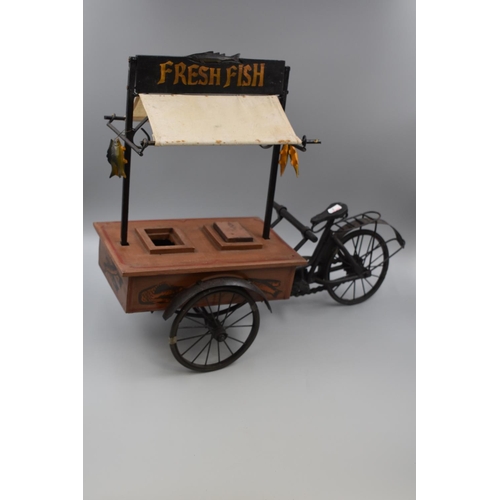 2 - Miniature Showcase Model of Fresh Fish Sellers Pedal Cart with working pedals and steerable stall ap... 