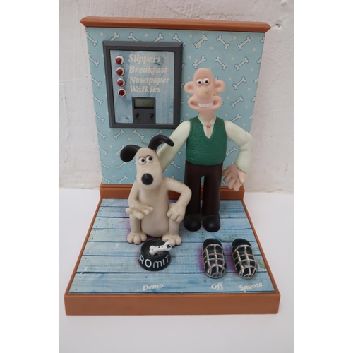 31 - Wallace and Gromit Digital Alarm Clock. Working Order. Height 8