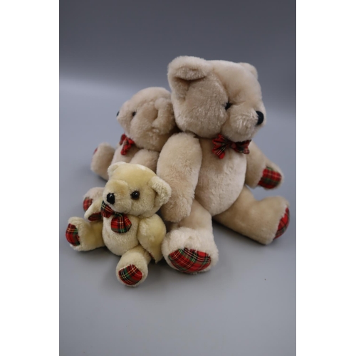 35 - Selection of 3 Kenleys Ltd Teddy Bears. Tallest Bear is 8 Inches.