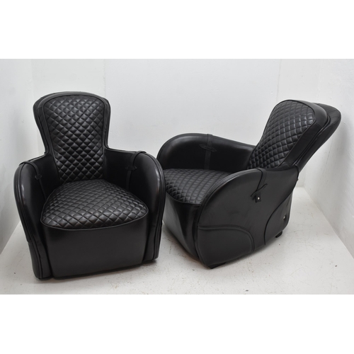 406 - Pair of Timothy Oulton Saddle Easy Chairs in Fine Quality Leather with Fibreglass Frame and Dynamic ... 