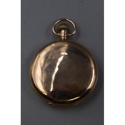 12 - Gold 375 (9ct) Full Hunter Pocket Watch with Waltham Movement ( has a broken bezel, and plastic glas... 