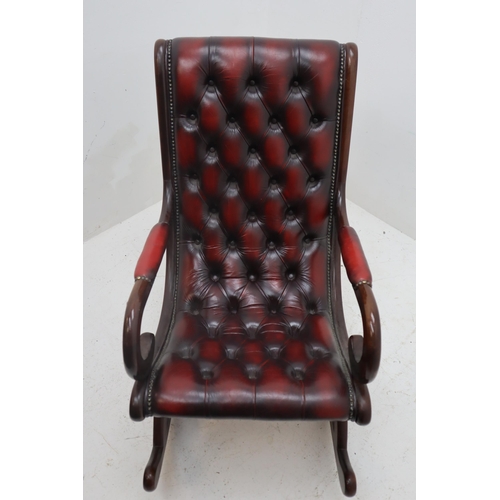 521 - Chesterfield Style Red Leather Pressed Button Rocking Chair