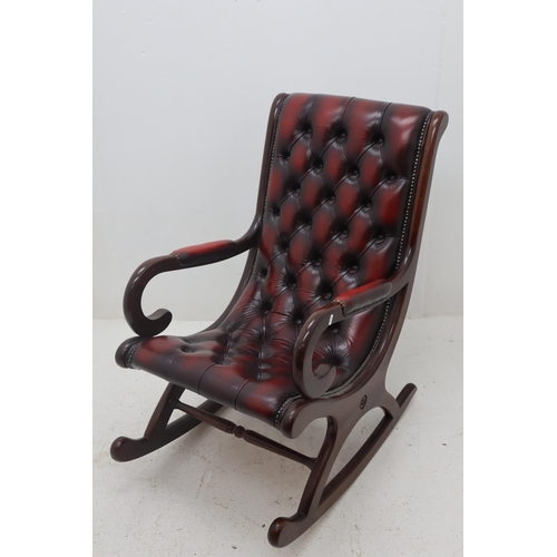 521 - Chesterfield Style Red Leather Pressed Button Rocking Chair
