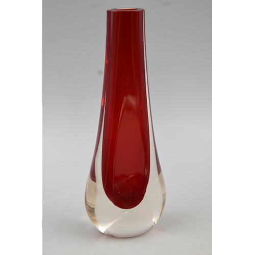 Vintage 1970's Whitefriers Ruby Red Teardrop Vase 8"