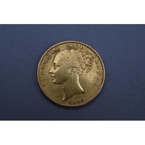 6 - Victoria Young Head 1859 Gold Full Sovereign