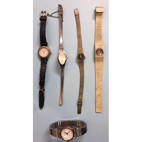 5 vintage ladies watches. Philip Mercier, Gillex, Imado 17 Jewel