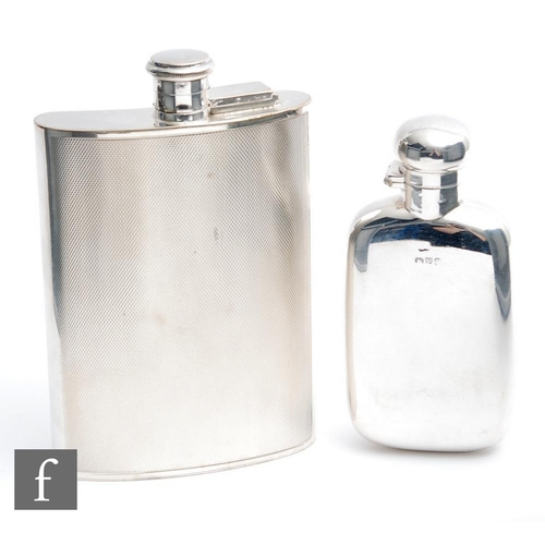 48 - A hallmarked silver cushion rectangular hip flask of plain form, height 12cm, Chester 1898, with a l... 