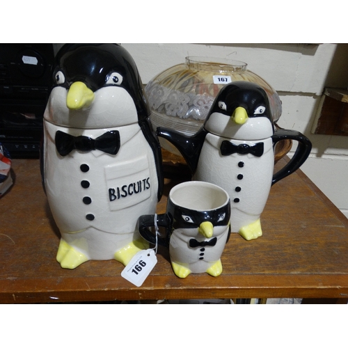 Three Novelty Penguin Kitchen Storage Containers