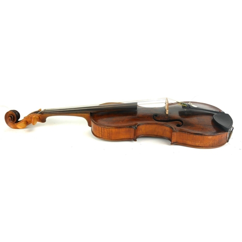 A LATE 18TH CENTURY VIOLIN With mother of pearl inlaid tailpiece the