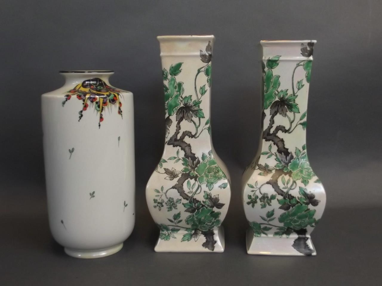 A Graduated Pair Of Shelley Porcelain Lustre Ware Vases Of Square