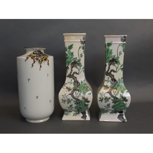 A Graduated Pair Of Shelley Porcelain Lustre Ware Vases Of Square