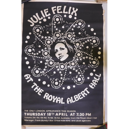 36 - A 1960s vintage poster for Julie Felix appearing at the Royal Albert Hall