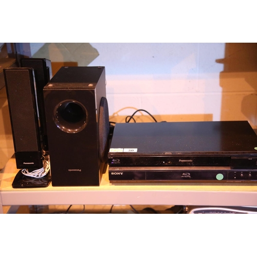 Panasonic surround sound system, Panasonic bluray player and a Sony