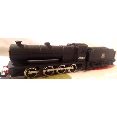 2026 - N Gauge Union Mills Class 7F, BR Black, Early Crest, 49508, in excellent condition, boxed. P&P Group... 