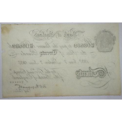 3004 - Bank of England white Peppiatt twenty pound note, Operation Bernhard forgery note, circa 1942, numbe... 