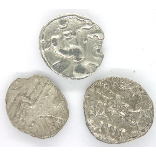 3010 - 100 BC three Pritani Celtic silver units to include Geometric, Eppaticus and Iceni types. P&P Group ... 