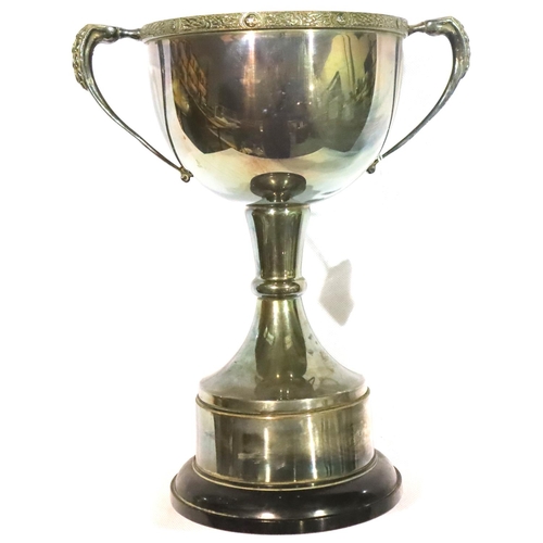 2001 - St Helens RUFC Squash Championship silver plated trophy, inscribed to Winners 1975-82, H: 28 cm. P&P... 