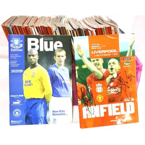 2006 - Collection of Liverpool FC early 2000s football programmes, including a signed example. P&P Group 3 ... 