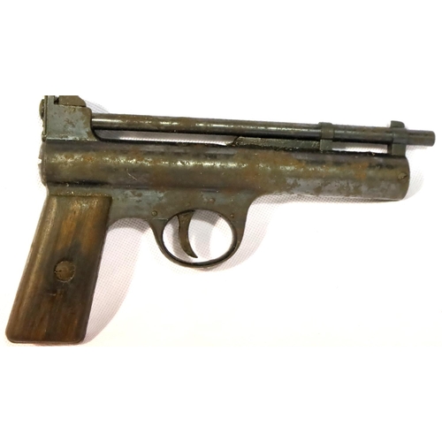 2015 - Webley and Scott air pistol mark 1 numbered 1192, barrel exterior rusted but appears only cosmetic. ... 