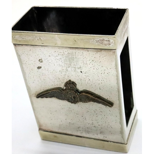 2048 - WWI Royal Flying Corps Officers mess desk top match holder. P&P Group 1 (£14+VAT for the first lot a... 