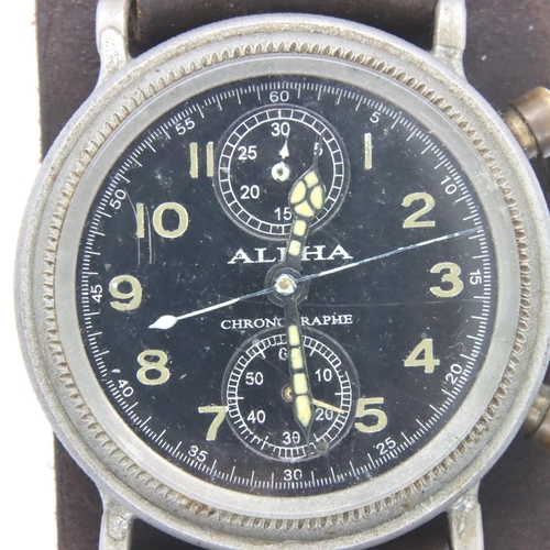 2166 - Oberleutenant Hans-Joachim Marseille (KIA 1942), an Alpha Third Reich period chronograph wristwatch,... 